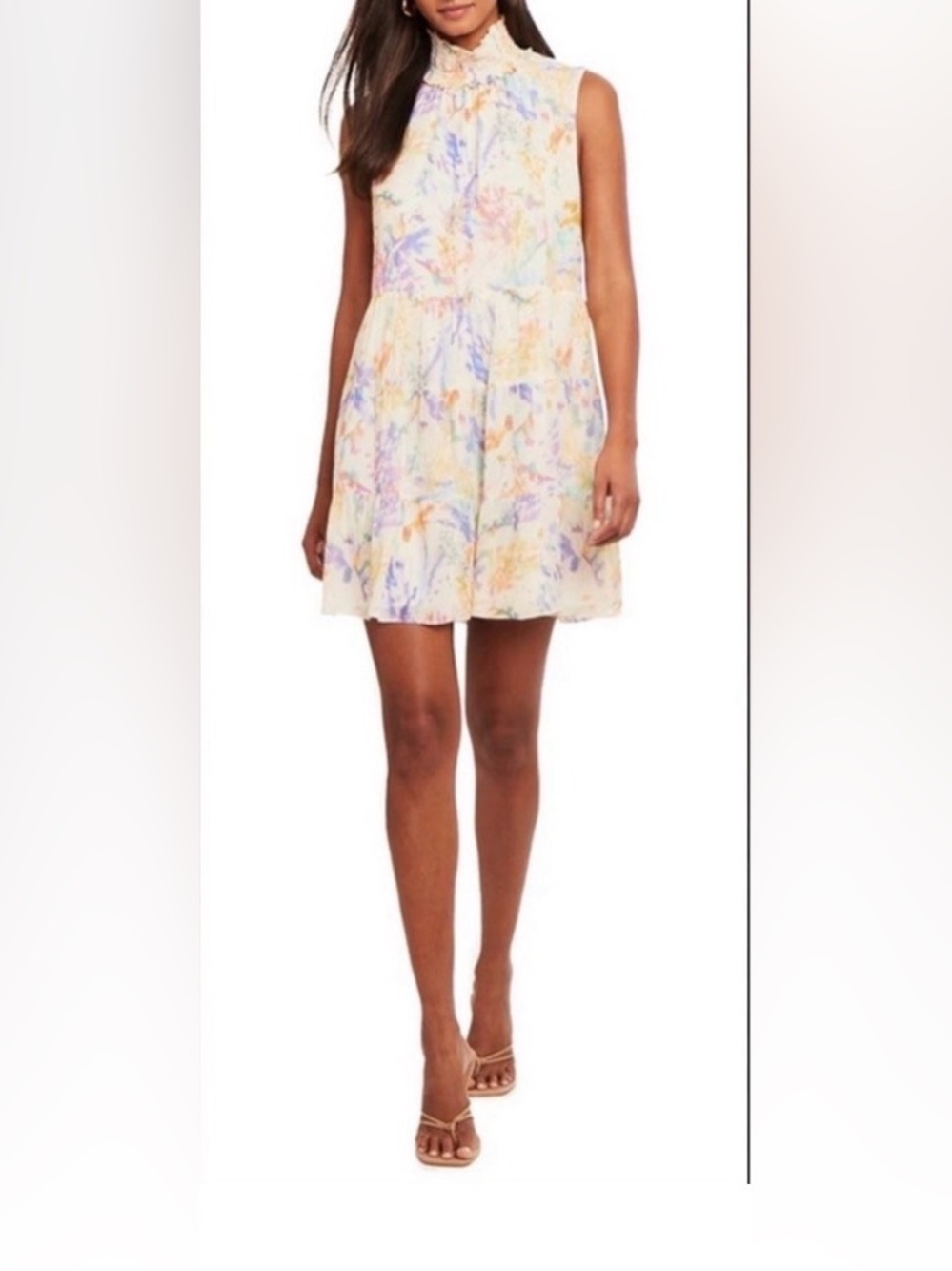 Amanda Uprichard Nadia Mini Dress Watercolor Cream Size Small